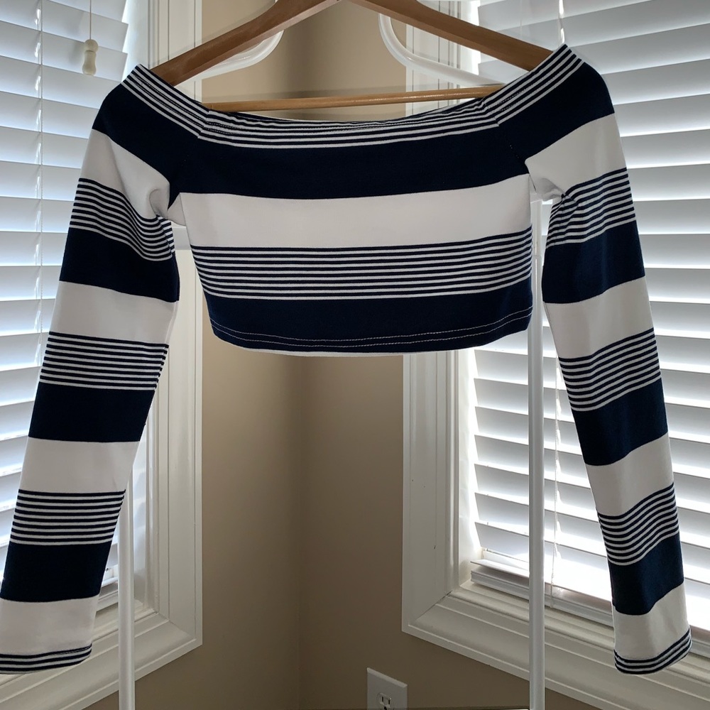 Tobi long sleeved crop top off the shoulder